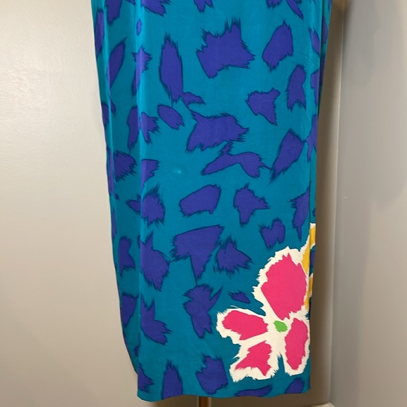 VTG JOHN YANG New York 1980s 100% Silk Sheath Dress MULTICOLOR / SIZE 10 - Picture 3 of 9